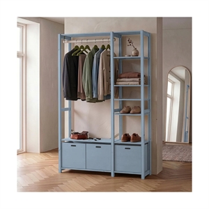 Elsø reol m/ 3 opbevaringskasser - Himalayan Blue - Mål: B125 x H179 x D39 cm.